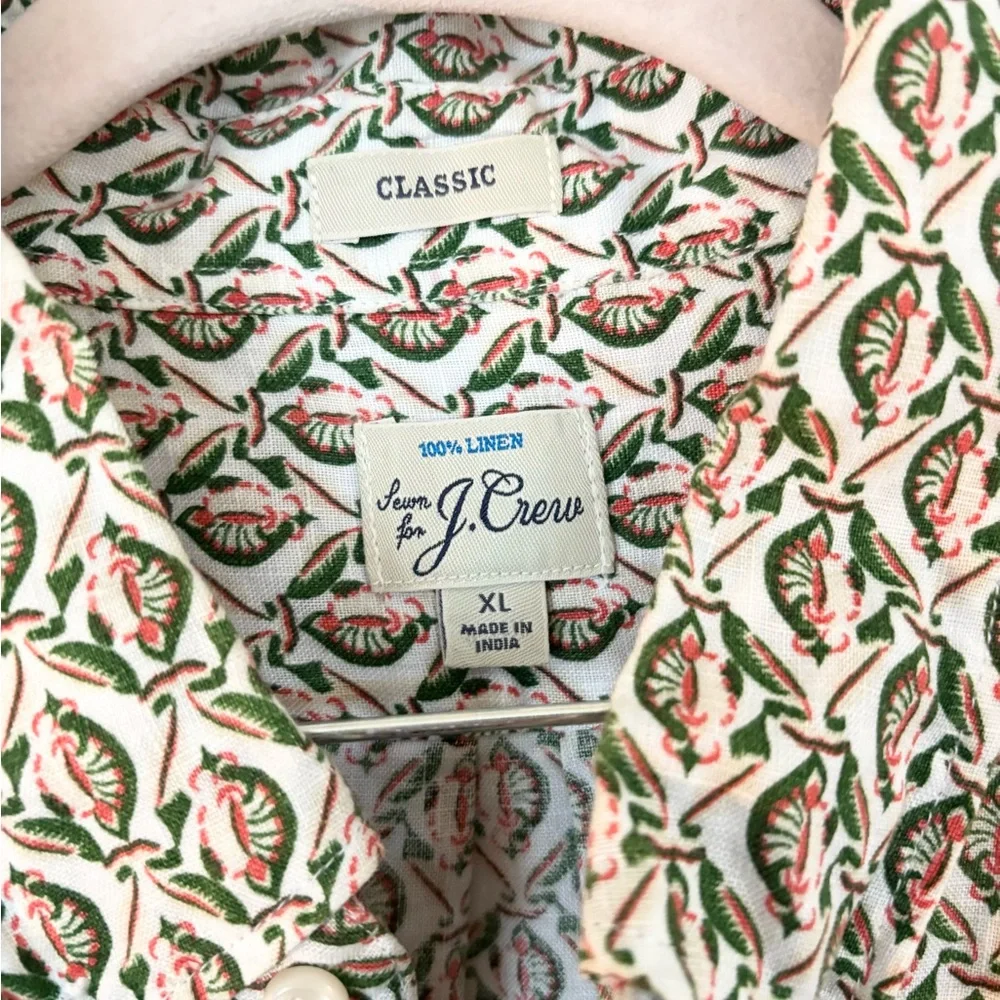 J. Crew Geometric Patterned Casual linen Shirt - Multicolor XL